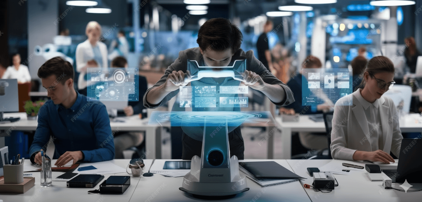 Professionals collaborating in a lab environment