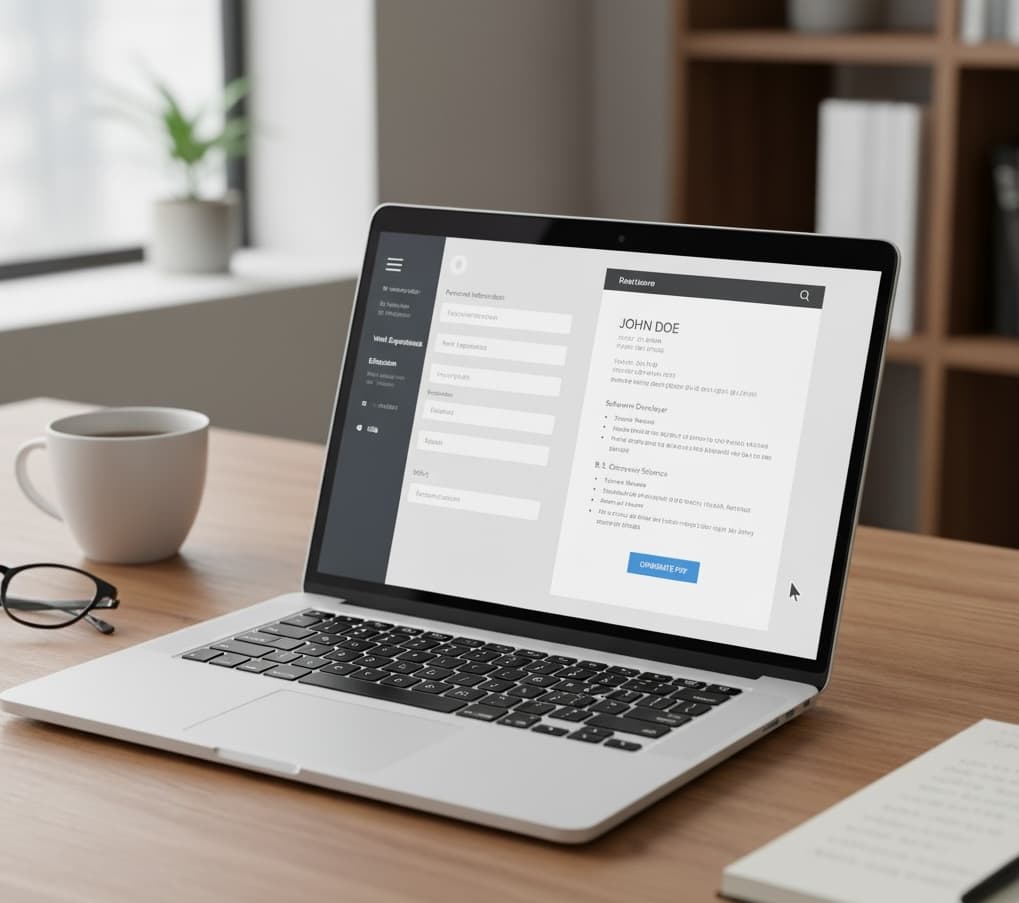 Resume AI-builder interface showing resume creation
